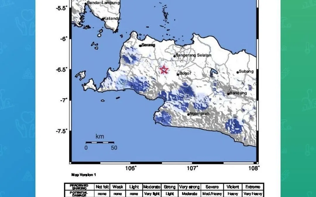 Gempa Bumi Tektonik M 5,0 Guncang Bogor Jawa Barat, Tidak Berpotensi Tsunami