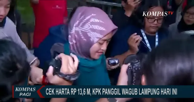 Wagub Lampung, Chusnunia Chalim mendatangi Gedung Merah Putih KPK, Rabu (17/5/2023)