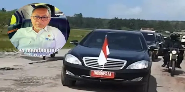 Menteri Perdagangan Zulkifli Hasan yang Mendampingi Presiden Joko  Widodo ke Lampung,  Komentari Jalanan Rusak yang Dilewati