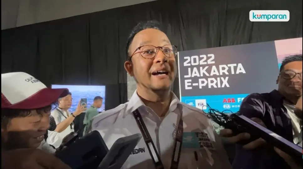 Anies Baswedan dalam persiapan penyelenggaraan Formula E 2022.(Tangkap Layar YouTube Kumparan)