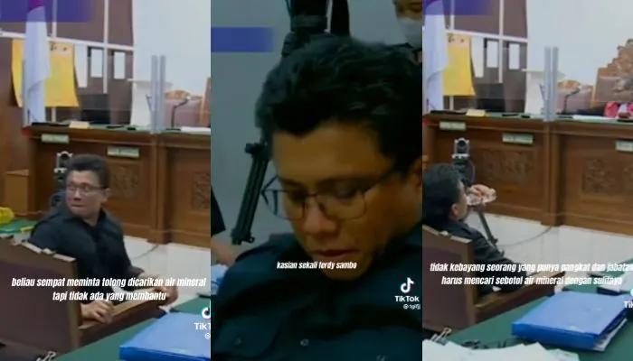 Video viral di media sosial TikTok yang menunjukkan momen tak dipedulikan ketika Ferdy Sambo kehausan di ruang sidang.