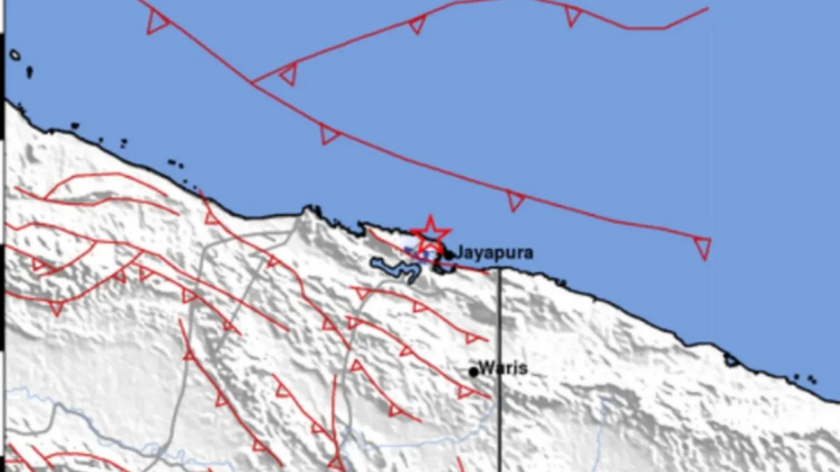 Tiga gempa bumi tektonik dengan skala magnitudo M 3, M 3,4 dan M 3,2 guncang Kota Jayapura, Papua Rabu dini hari, 8 Februari 2023.