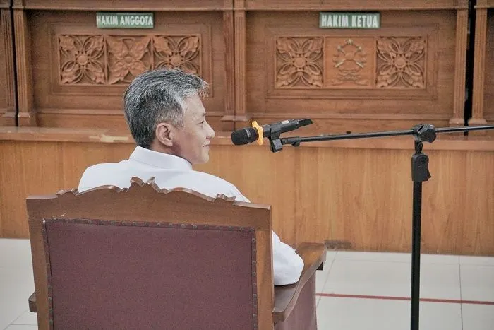 Mantan Karopaminal Divpropam Polri Hendra Kurniawan di Pengadilan Negeri Jakarta Selatan, saat didengar keterangannya (Ikbal Muqorobin)