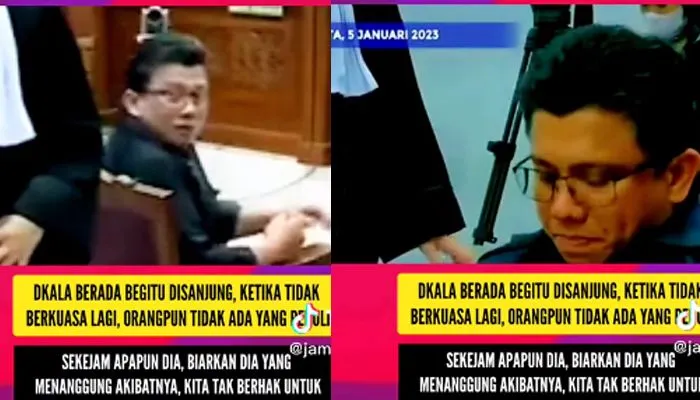 Berubah Nasib! Viral Video Ferdy Sambo Kehausan di Ruang Sidang Tak Ada yang Memperhatikan Hingga Tengok Kiri Kanan