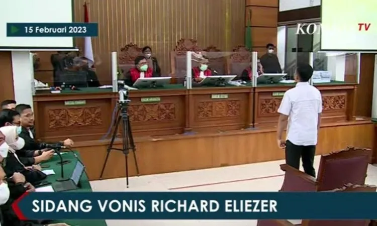 Richard Eliezer saat sidang vonis pada 15 Februari 2023.
