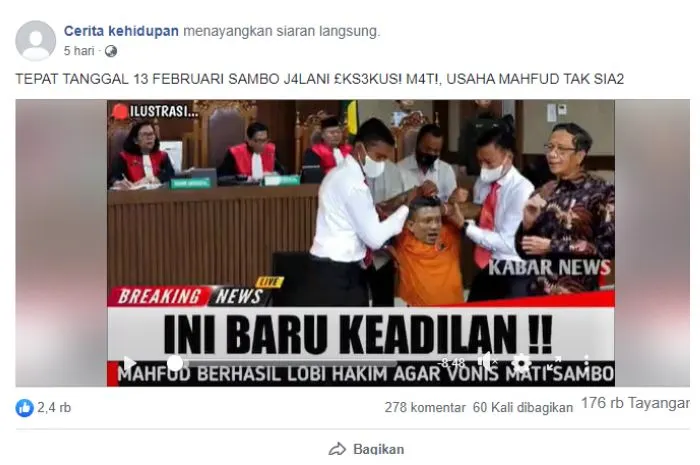 Heboh! Beredar Kabar Ferdy Sambo akan Jalani Eksekusi Mati pada 13 Februari 2023, Benarkah Faktanya?