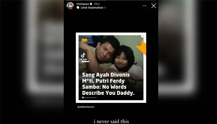 Trisha Eungelica Akui Tidak Pernah Mengatakan Kesedihan Soal Vonis Mati Ferdy Sambo: I Never Said This