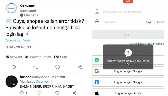 Heboh! Warganet Keluhkan Shopee Error Hari ini