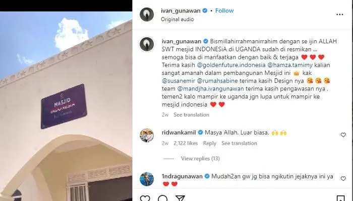 Banjir Pujian, Ivan Gunawan Bagun Masjid dan Sumur di Uganda, Warganet: Masya Allah, Luar Biasa!