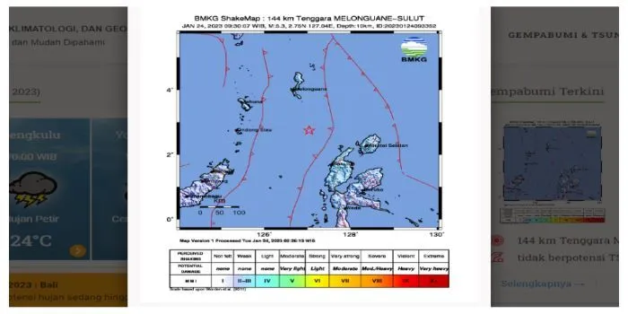 Terkini! Melonguane-SULUT Kembali Diguncang Gempa 5,3 Magnitudo, Tidak Berpotensi Tsunami