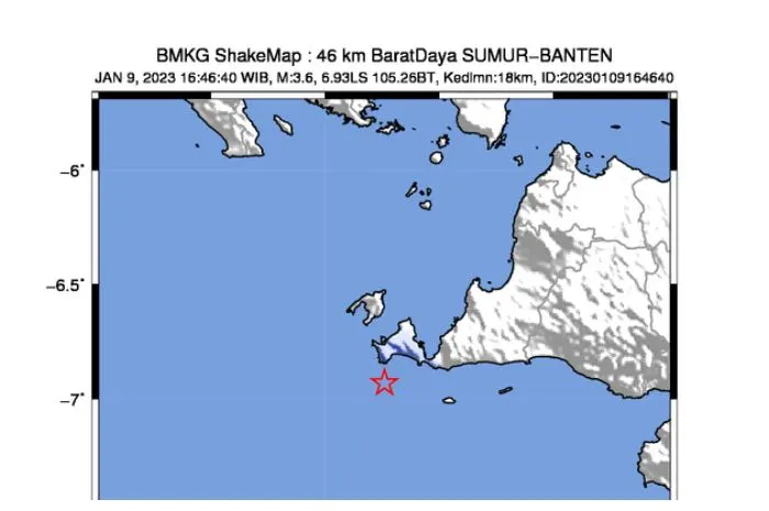 BREAKING NEWS: Gempa Bumi Tektonik Magnitudo 3,6 Guncang Pandeglang Banten