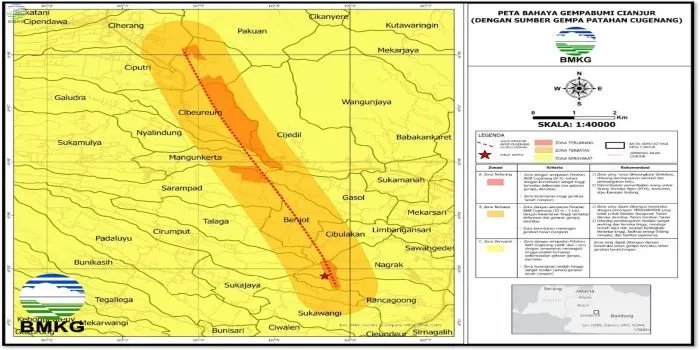 Peta Bahaya Gempa Patahan Cugenang