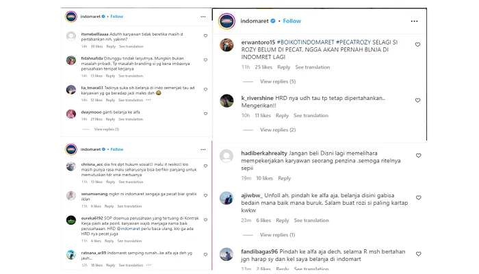 Geger! Akun IG Indomaret Dihujat Netizen Gara-gara Belum Pecat Menantu yang Selingkuh dengan Mertua