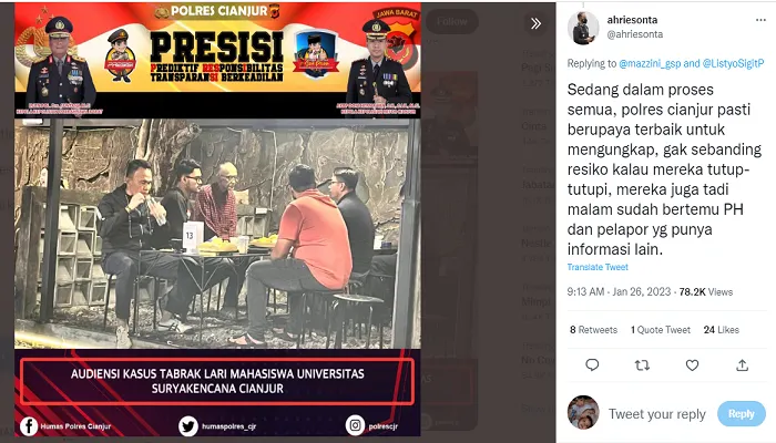 Update Kasus Tabrak Lari Mahasiswi Cianjur, Sopir Audi A8 Resmi Jadi Tersangka dan Berstatus Buron