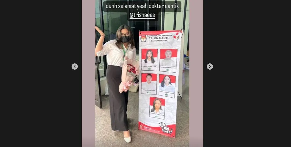 Lulus S1! Trisha Eungelica Unggah Momen Bahagia dengan Banner Pemilihan Calon Mantu Idaman Mamahmu