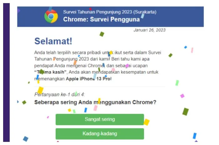 Heboh! Survei Pengguna Chrome Berhadiah Apple iPhone 13 Pro, Benarkah?