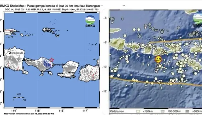 63 Gempa Susulan Karangasem Bali, Diikuti 8 Gempa Di Wilayah Lainnya Yang Terbesar 4,8 SR