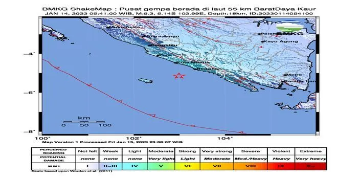 Gempa M5.3 Guncang Kaur Bengkulu