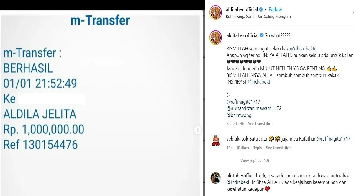 Aldi Taher Dukung Aldila Jelita Buka Open Donasi untuk Indra Bekti, Sumbang Rp1 Juta dan Lelang Lagu, Colek Raffi Ahmad dan Baim Wong