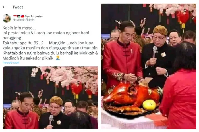 Beredar Foto Jokowi dengan Hidangan Babi Panggang Saat Pesta Imlek, Benarkah Fakta?