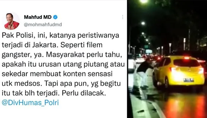 Mahfud MD Bereaksi atas Aksi Brutal Pengendara Fortuner Rusak Mobil Brio: Seperti Filem Gangster ya!