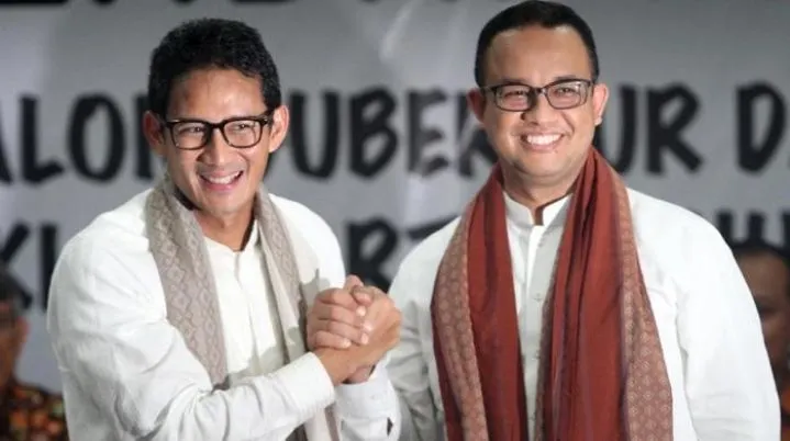 Sandiaga Uno dan Anies Baswedan saat maju dalam Pilkada DKI Jakarta 2017