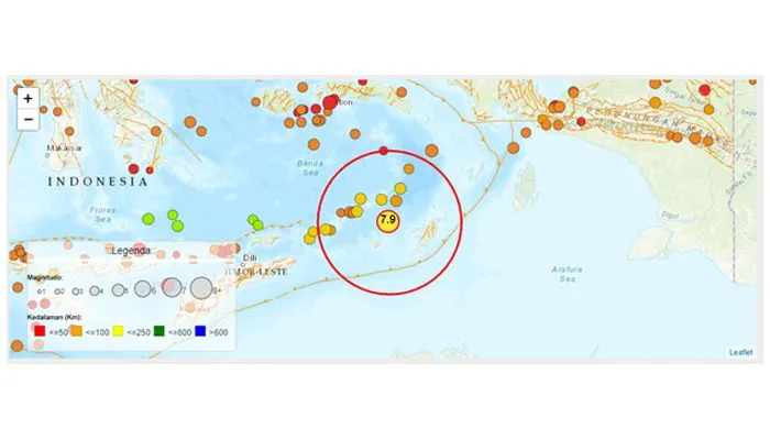 Catatan Sejarah Gempa Merusak Wilayah Maluku Barat Daya, Terjadi Sejak Tahun 1983 dengan Magnitudo 7,1