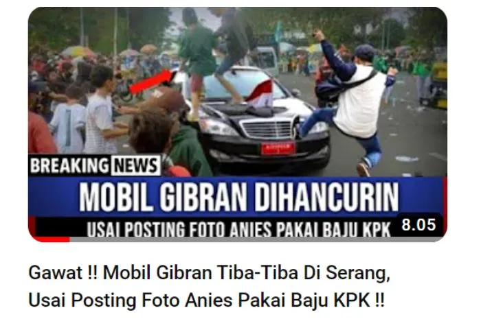 Cek Fakta: Mobil Gibran Dihancurkan Usai Posting Foto Anies Pakai Baju KPK, Benarkah?