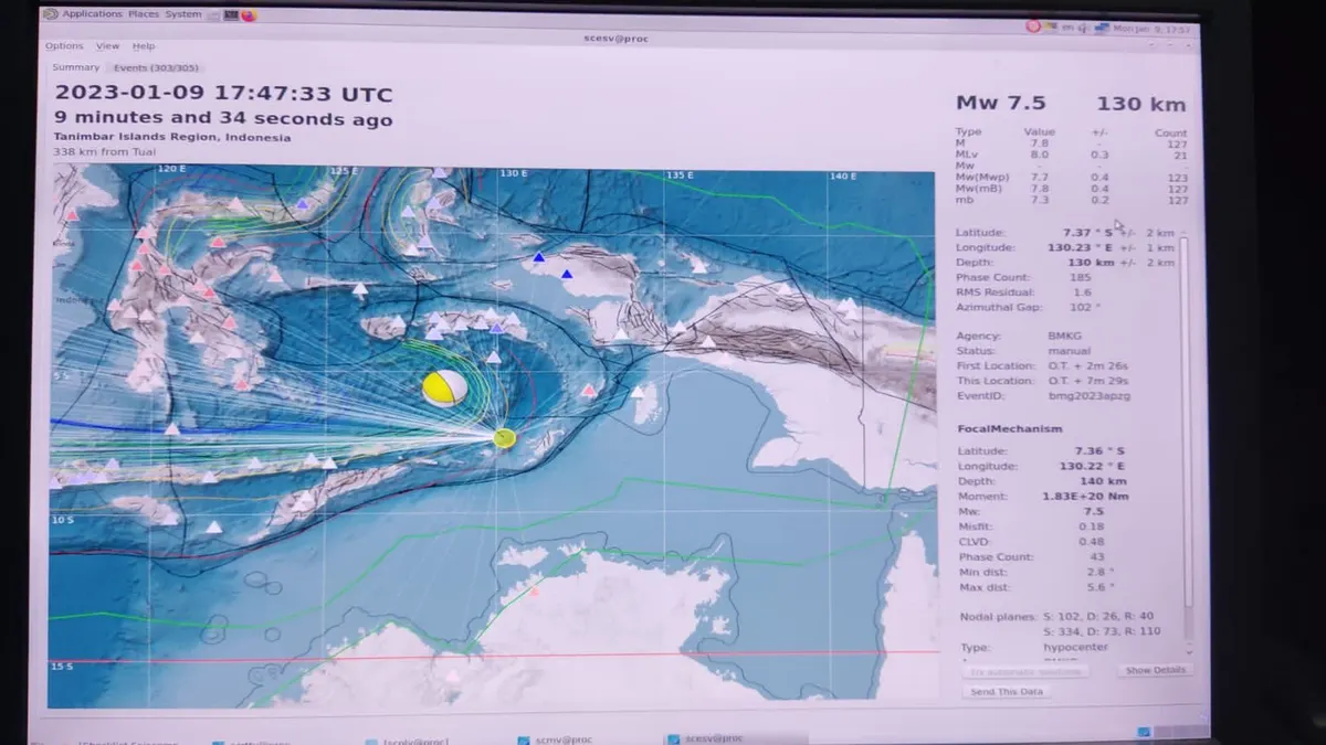 Update Gempa Bumi M 7,5 Maluku Tenggara Barat, Peringatan Dini Tsunami Telah Dicabut.