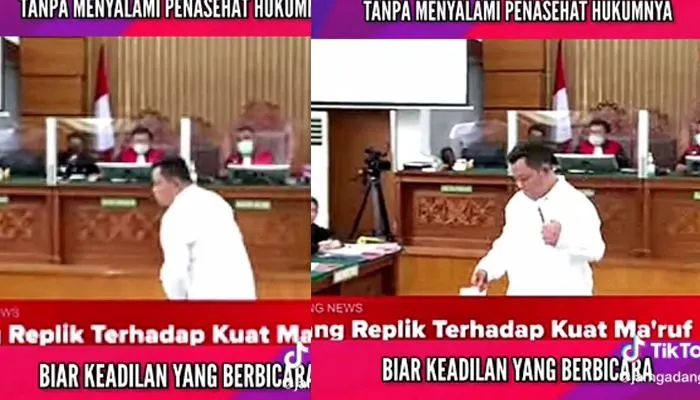 Pledoi ditolak JPU, Kuat Maruf dengan langkah gontai berjalan meninggalkan ruang sudang, tanpa menyalami tim penasihat hukum