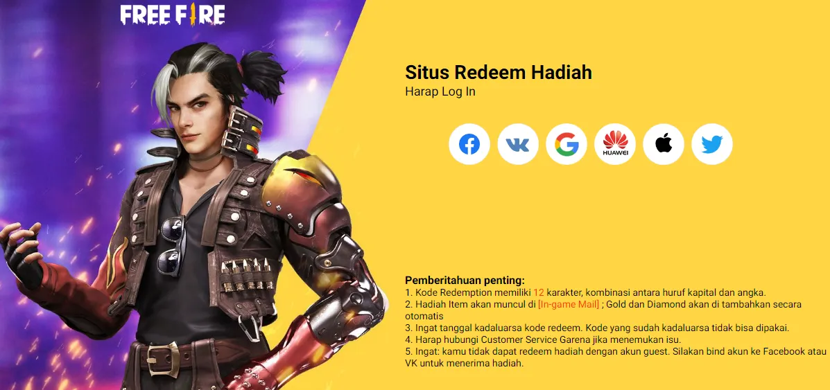 Situs penukaran kode redeem FF.