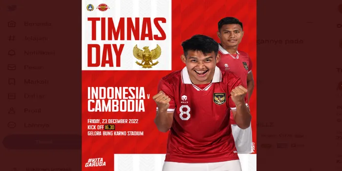 Link Streaming Piala AFF 2022 Gratis: Indonesia vs Kamboja, Kick Off 16.30 WIB, Jumat 23 Desember 2022