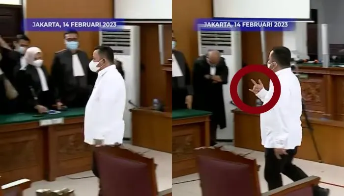 Usai Dijatuhi Vonis 15 Tahun Penjara oleh Hakim, Kuat Maruf Malah Beri Salam Metal ke Jaksa, Kok Bisa?(Tangkap Layar YouTube KOMPASTV)