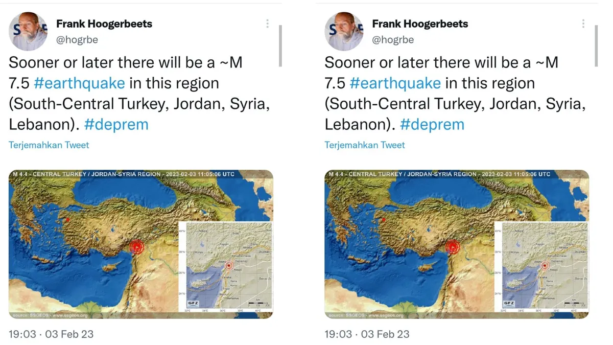 Frank Hoogerbeets ramai menjadi sorotan karena prediksikan bahwa dalam waktu dekat akan terjadi gempa di wilayah Turki.