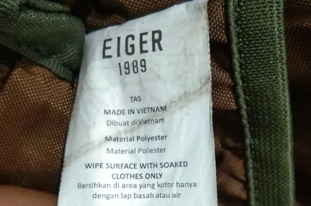 Viral produk Eiger made in China dan Vietnam