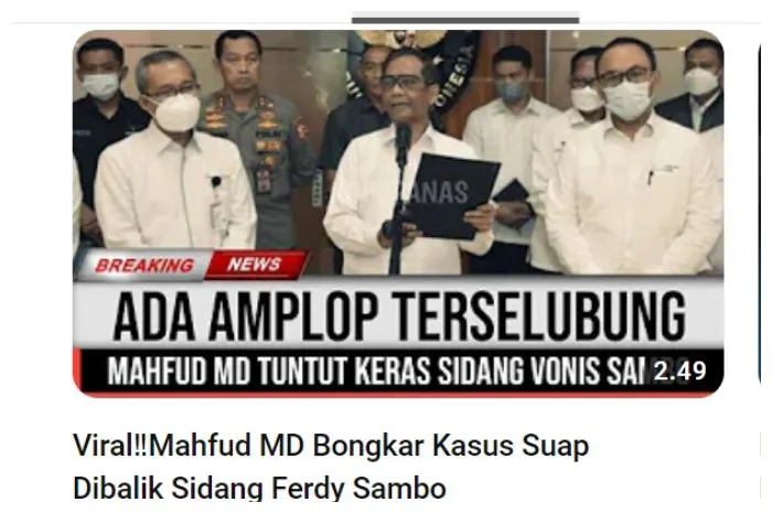 Viral! Mahfud MD Bongkar Kasus Suap di Balik Sidang Ferdy Sambo, Cek Faktanya di Sini