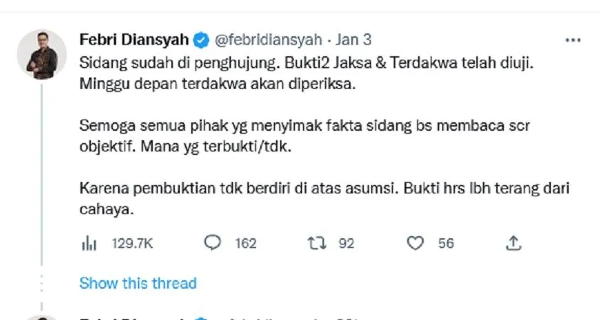 Tak Terima Dibungkam Netizen, Febri Diansyah Balas Lewat Thread Twitter: Bukti Lebih Terang dari Cahaya!