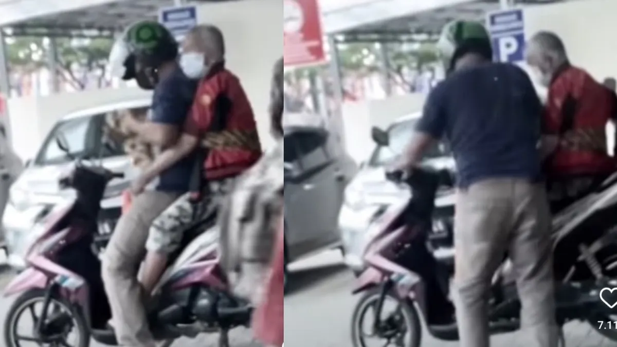 Viral Pengendara Motor Bonceng Ayah yang Sakit