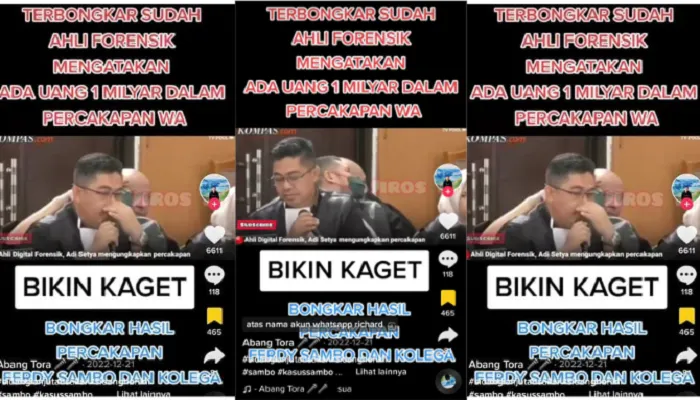 CEK FAKTA: Ahli Digital Forensik Bongkar Ada Uang Rp 1 M Dalam Percakapan WA Ferdy Sambo dan Eliezer, Benarkah?