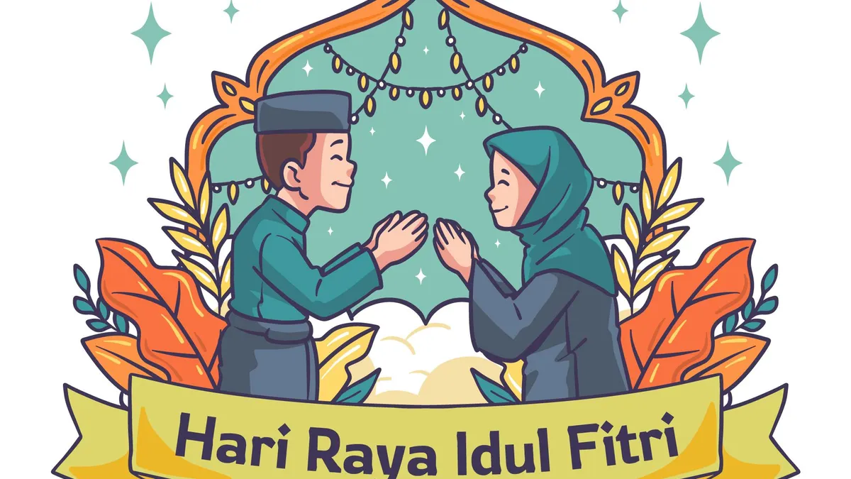Ilustrasi ucapan selamat Hari Raya Idul Fitri dalam bahasa Inggris.