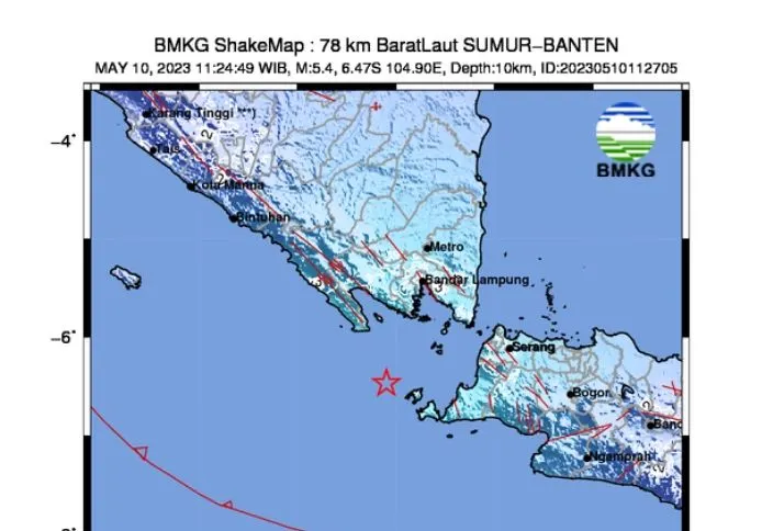 BMKG merilis gempa 5,4 magnitudo di Sumur Banten