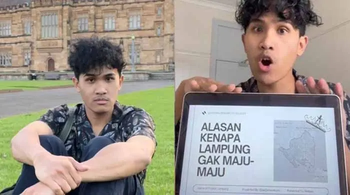 Sosok Tiktokers Bima Yudho yang melemparkan kritik pada pemerintah Provinsi Lampung lewat konten video di TikTok.