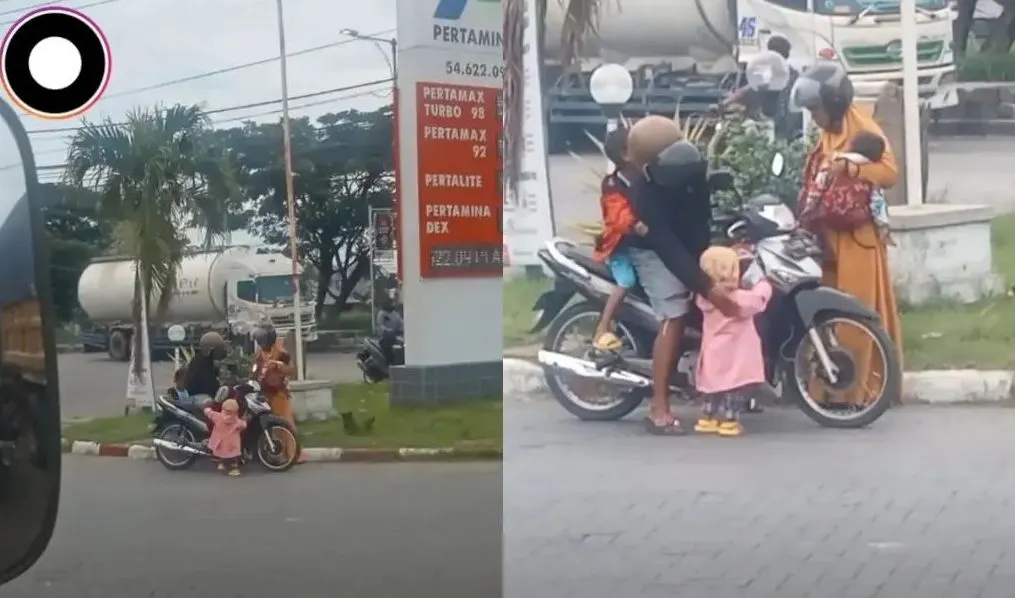 Keluarga dengan Banyak Anak Naik Satu Motor