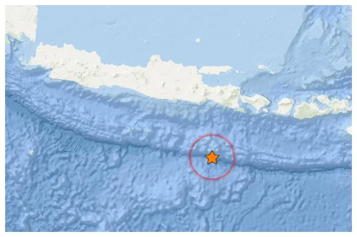 Illustrasi. Posisi Gempa Bumi 5.7 Magnitudo Guncang Laut Jember