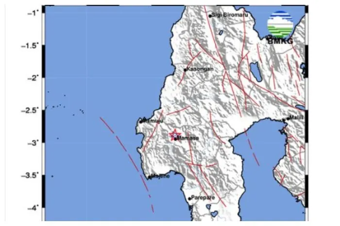 Gempa Bumi 2.7 Magnitudo Guncang Kabupaten Mamasa, Titik Lokasi Berada di Darat