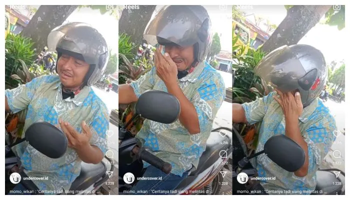 Seorang bapak menangis karena dibentak anaknya.