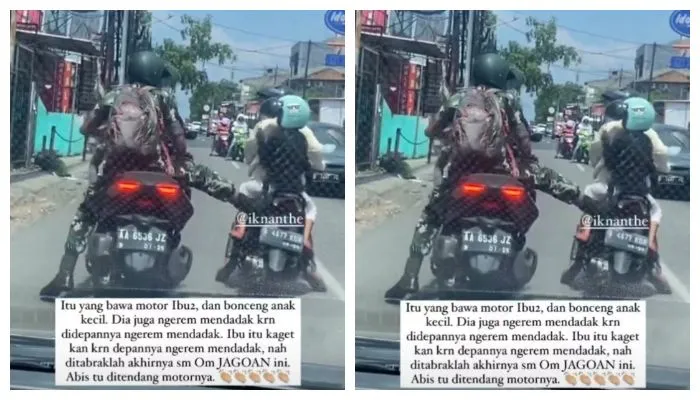 Viral tentara tendang ibu-ibu naik motor