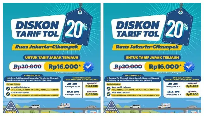 Tarif Tol Ruas Jakarta-Cikampek Diskon 20 Persen