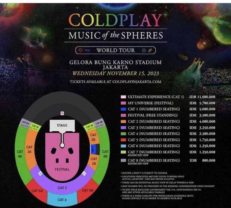 harga Tiket Resmi Coldplay di Jakarta 