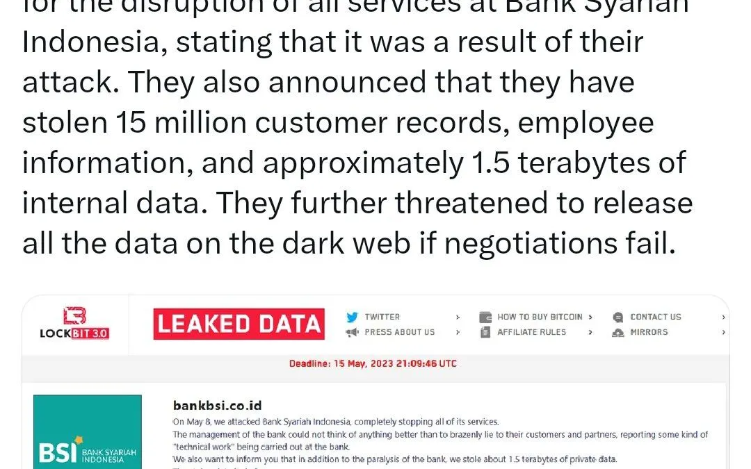 Hacker Ransomware LockBit Ancam Bocorkan Data Pelanggan Hingga Mitra BSI